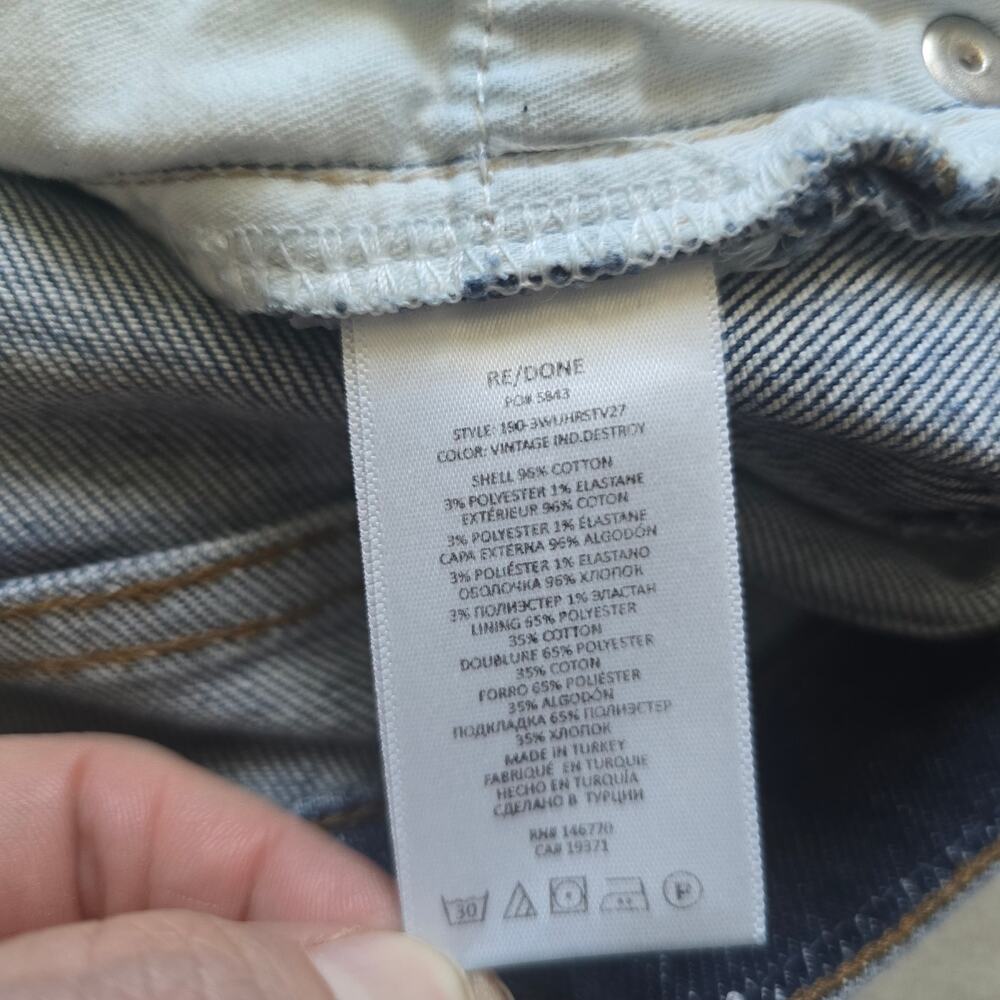 RE/DONE 70s Ultra High Rise Stove Pipe Jeans Size 31 Vintage Indigo Stretch - Picture 9 of 12